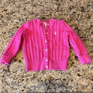 Ralph Lauren Hot Pink Cable Knit Kids Cardigan